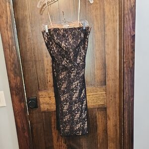 LOFT Black Strapless Lace Dress